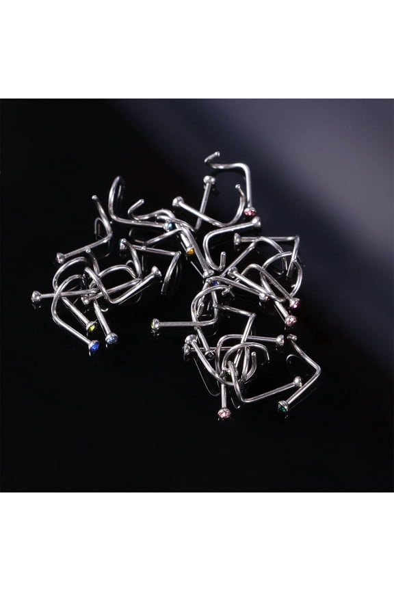 Charming Nose Piercing Jewelry Rhinestone Assorted Color Suitable Both Genders 30Pcs