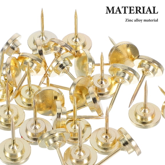ELAYARD 30Pcs Golden Flat Push Pins for Wall Photo Hanging and Bulletin Board Use