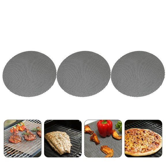 ELAYARD 3Pack Reusable Barbecue Mats Non-Stick Black Glass Fiber for Barbecue Party