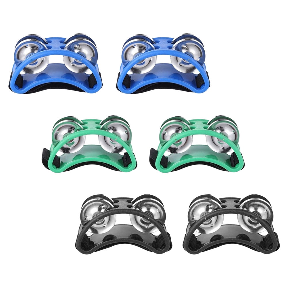 ELAYARD 3Pairs Musical Foot Tambourines Ergonomic Design Assorted Colors for Performance Use