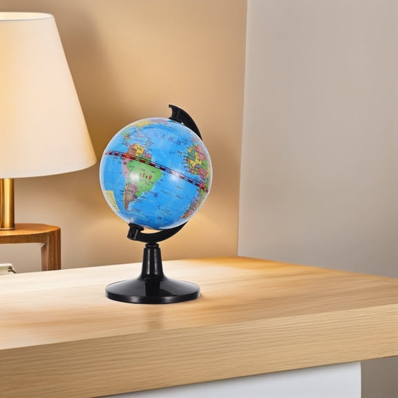 ELAYARD 3-Piece Desktop Globe Set for Office with 3D Rotating Political World Map Featuring Simplified Chinese Geography