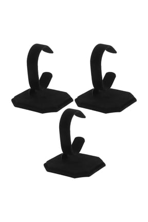 3Pcs Black Velvet Watch Organizer Rack with Stable Base for Desk Bracelet Holder Display