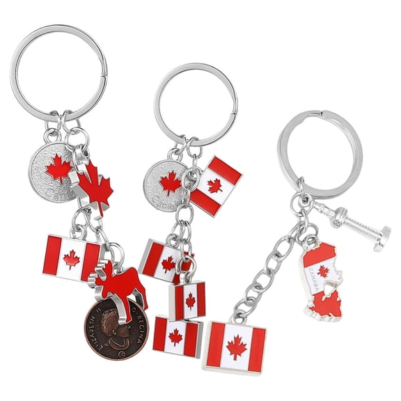ELAYARD 3Pcs Canadian Maple Leaf Keychain Assorted Colors Creative Design for National Day Celebration