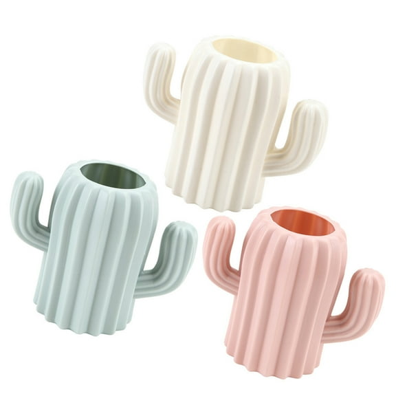 ELAYARD 3-Pack Assorted Color Cactus Shaped Pen Holder , PE Material, Unique Home Office Desk Decor