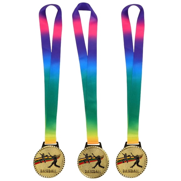 ELAYARD 3Pcs Golden Baseball Medals Metal Baseball Award Prize with Engraved Design for Sports Events
