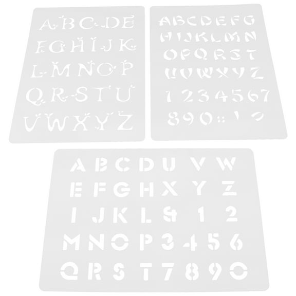 ELAYARD 3-Pack Reusable White Plastic Art Drawing Stencils for Painting on Wood, Fabric, and More