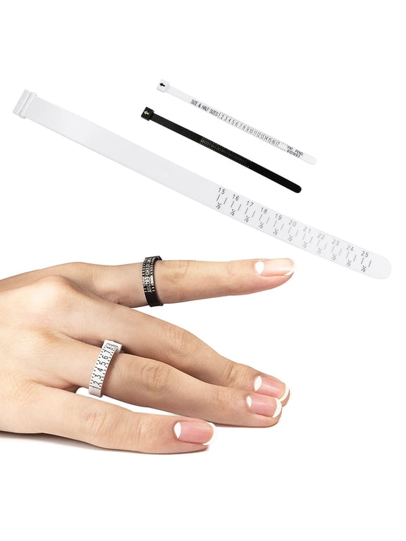 3-Piece Finger Ring Sizer Set with Clear Markings, White Durable Measuring Tool for Accurate Ring Size