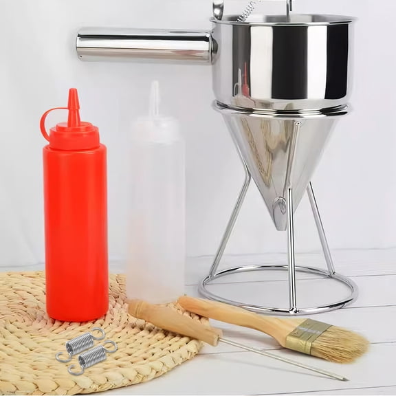 ELAYARD 3Pcs Plated Silver Stainless Steel Funnel Spring for Octopus Balls and Pancake Batter Dispensing