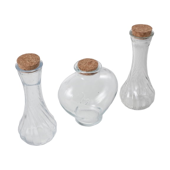ELAYARD Set of 3 Romantic Heart-Shaped Glass Sand Jars with Cork Lids, Clear Wedding Party Favors and Decorations