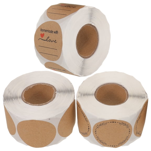 ELAYARD 3-Pack Khaki Thermal Label Rolls Self-Adhesive for Shipping, Packaging, Sealing and Office Use