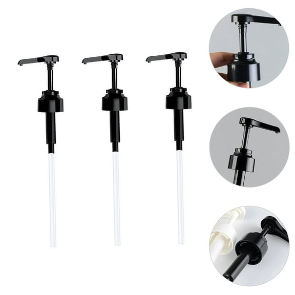 ELAYARD 3pcs Syrup Pumps Sauce Bottle Pumps Black PE Accurate Sauce Control For Kitchen Use