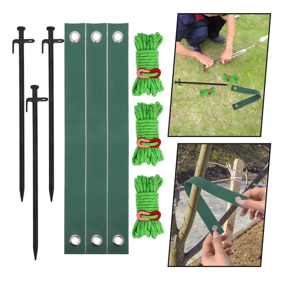 ELAYARD 3Pcs Tree Stake Ties with Wind Ropes and Garden Spikes for Tree Stabilizing and Protection