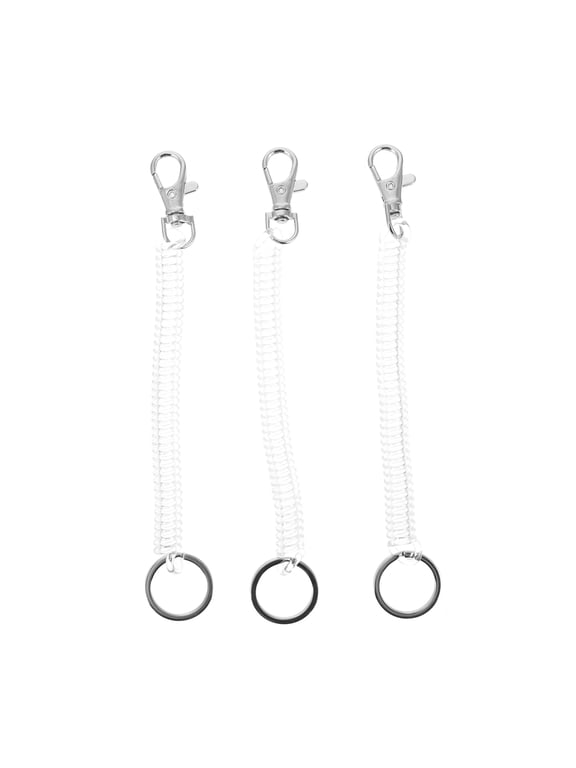 3-Pack Retractable White Spring Coil Key Rope, Outdoor Key Holder for Bags and Keys