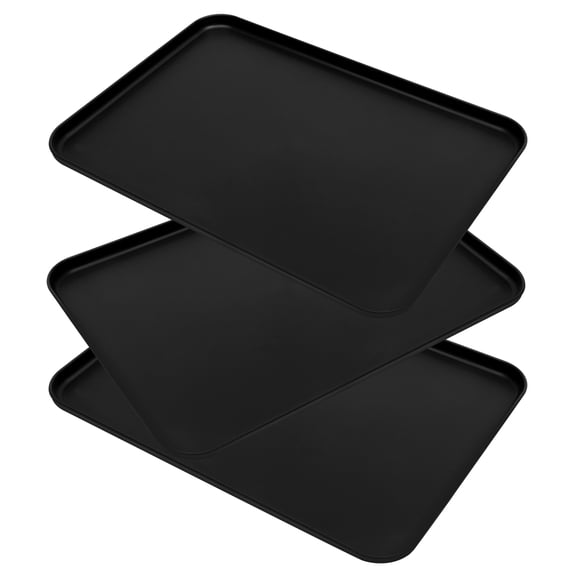 ELAYARD 3Pcs Rectangular Wheat Straw Serving Tray Black Stylish Minimalist Food and Fruit Plate