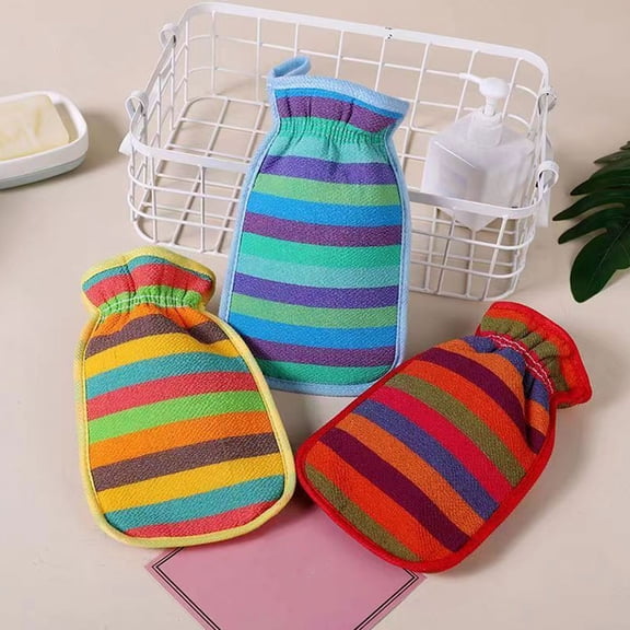 ELAYARD Set of 3 Exfoliating Bath Mitts with Rayon Scrubber for Everyday Use and General Skin Care