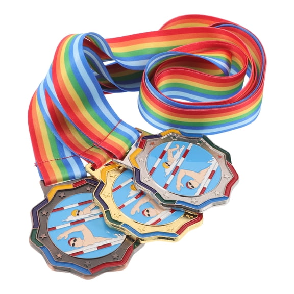 ELAYARD Swimming Award Medals with Vibrant Neck Ribbons, Zinc Alloy Medals for Sports, Swimming Contests, and Achievement Recognition