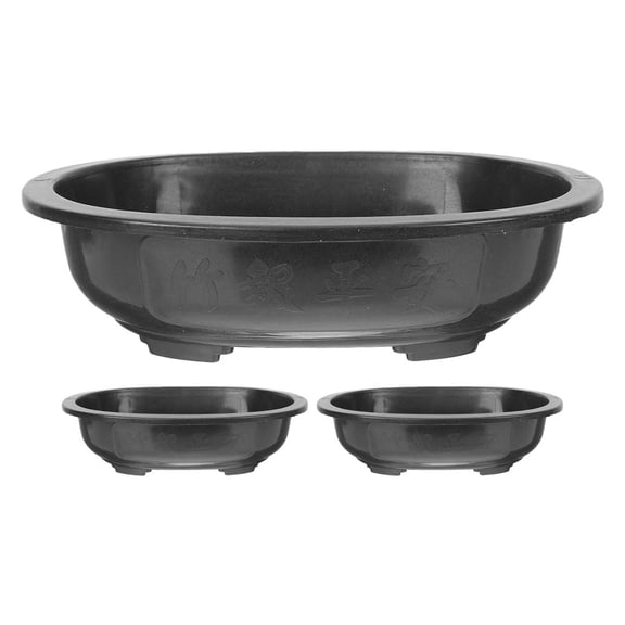 ELAYARD 3Pcs Large Black Plastic Bonsai Tree Pots with Drainage for Indoor and Outdoor Gardening