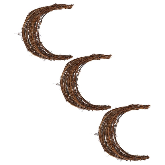 ELAYARD Brown Moon Wreath with Rattan Frame, 3 Pieces for Crafts and Year-Round Home Decoration