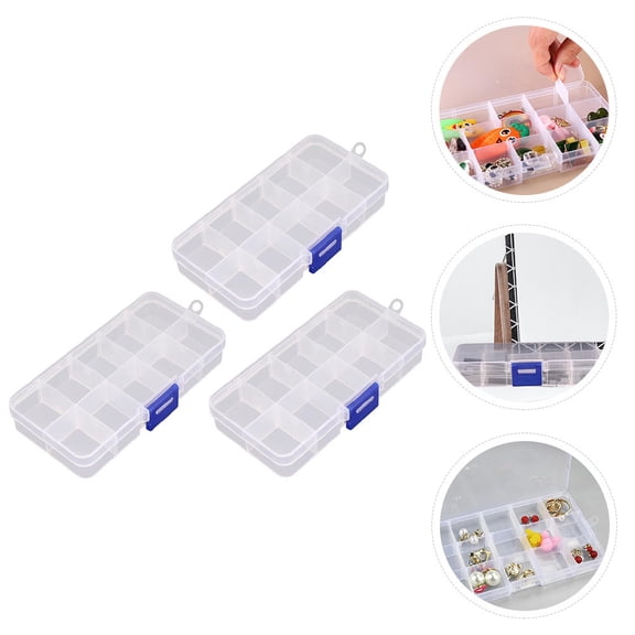 ELAYARD 3pcs Transparent Craft Storage Organizer Boxes for Jewelry, Beads, and Supplies, and Stackable