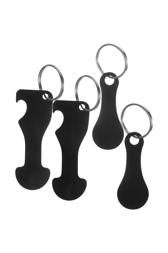 4 Pcs Metal Cart Token Zinc Alloy Keychain Opener for Shopping Black