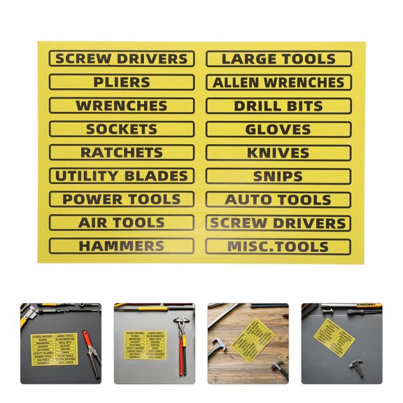ELAYARD 40Pcs Yellow Tool Chest Drawer Labels for Easy Tool Classification and Workspace Management