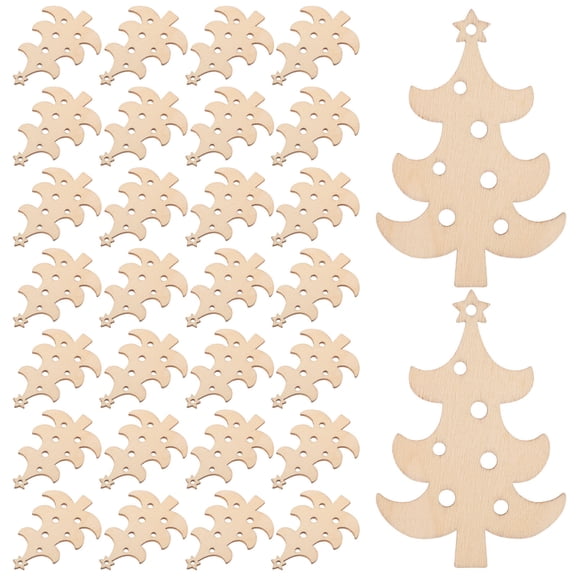 ELAYARD Beige Wooden Christmas Tree Cutouts Unfinished for DIY and Holiday Decor 40Pcs
