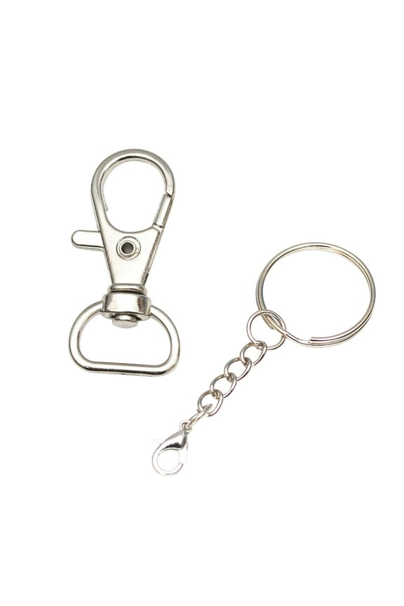 40Pcs Silver Metal Snap Hook Keyrings with Strong Clasp for Hand Tools and Keys