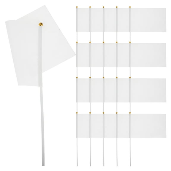 ELAYARD Durable White Waving Flag Easy to Assemble for Parties 48Pcs