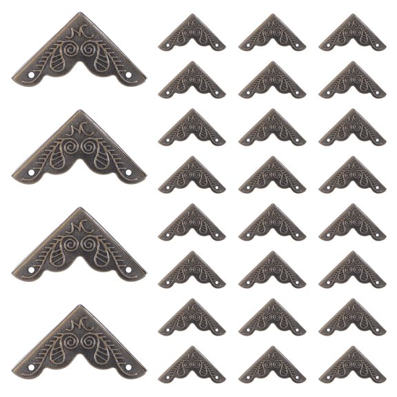 ELAYARD 48-Piece Easy Install Iron Corner Guards, Rustic Decorative Edge Protectors for Wood Boxes, Safe Corner Covers