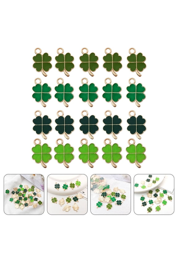 48Pcs Jewelry Charms Four Leaf Grass Pendant Assorted Colors for Necklace Making