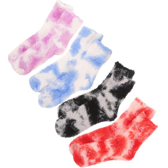 ELAYARD Women's Fleece Socks Loose Coral Fleece 4 Pairs Ankle Protection Winter Use