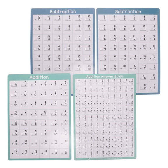 ELAYARD 4Pcs Addition Subtraction Flash Card Dry Erase Board Classroom Essential Supply