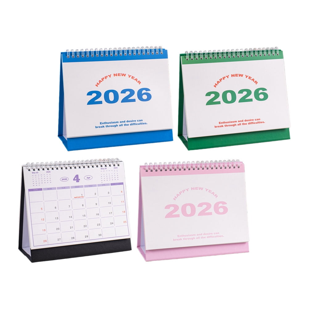 ELAYARD 4-Piece 2026 English Desk Calendar Set with Standing Design and Monthly Habit Tracker for Home & Office Use