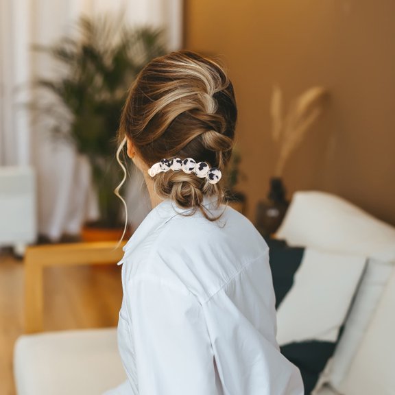 ELAYARD 4Pcs Assorted Color Acetate Hair Barrette Round Hairpin Stylish Hair Clip for Special Occasions