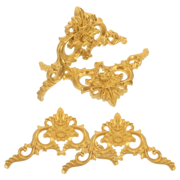 ELAYARD Golden Hard Plastic Baroque Ceiling Medallions for Home Decor 4Pcs