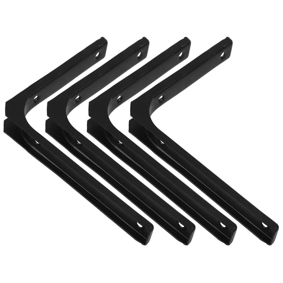 ELAYARD 4Pcs Black Metal L Bracket Stainless Steel Shelf Support for Wood Furniture Stabilizing