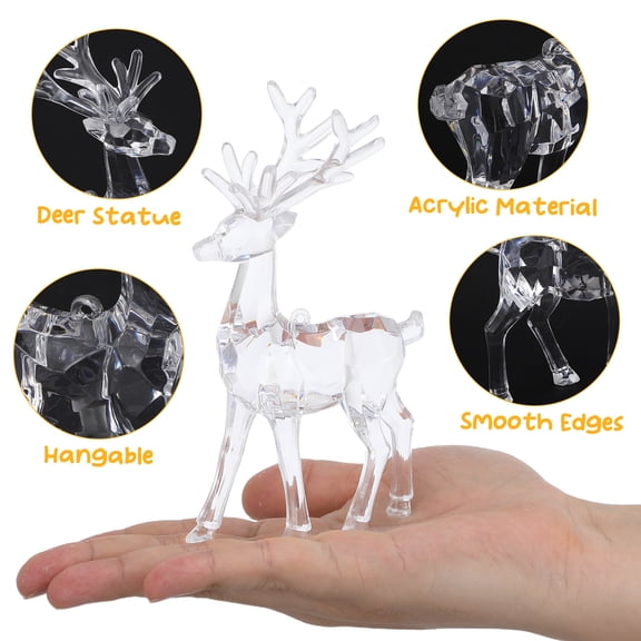ELAYARD 4-Piece Christmas Reindeer Figurines Set Transparent Acrylic Holiday Decor for Home and Office Display