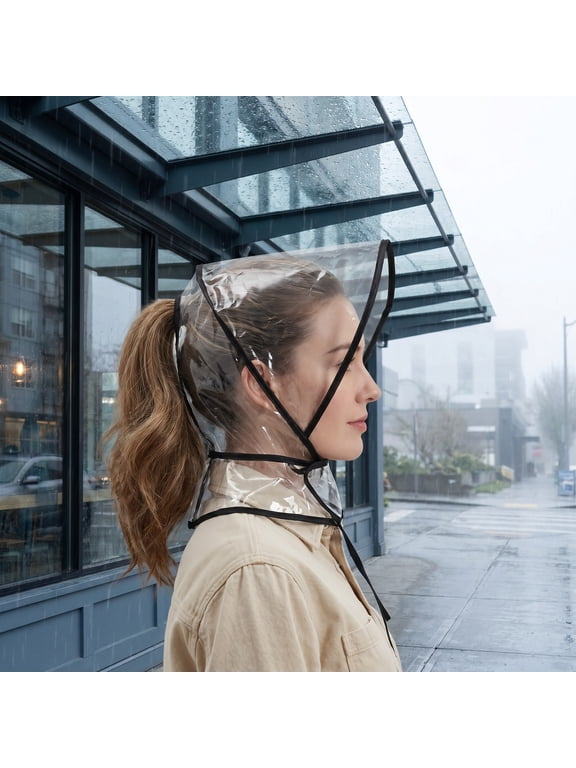 4Pcs Clear Plastic Rain Bonnet with Visor Lightweight Waterproof Head Cover for Daily Use