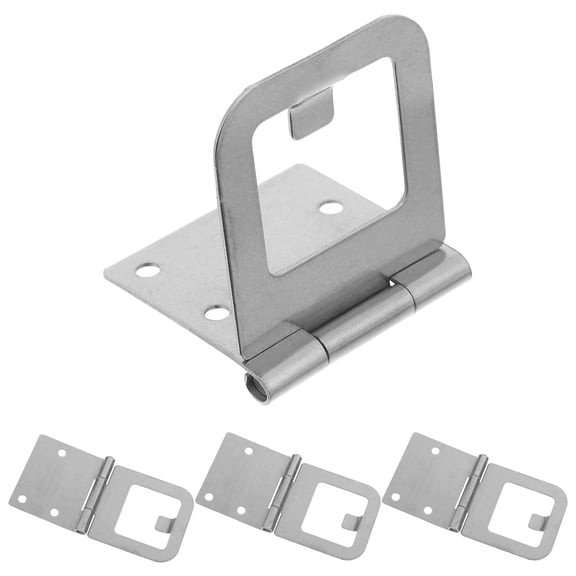 ELAYARD 4Pcs Compact Flat Plated Silver Stainless Steel Screen Door Hinge with Sliding Screen Lock Catch