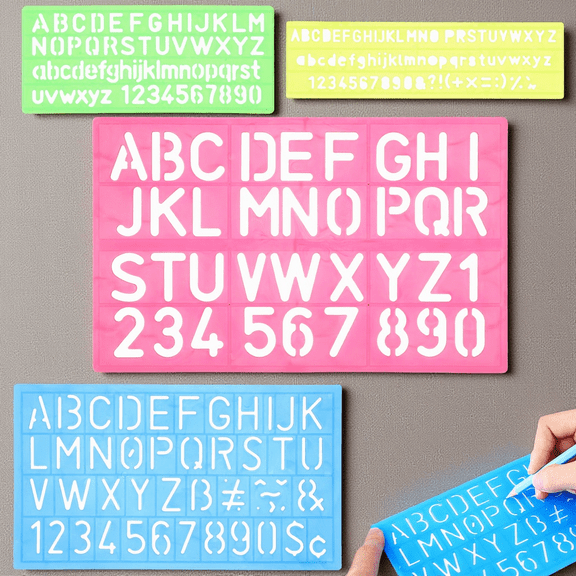 ELAYARD 4Pcs Assorted Color Washable Household Spray Stencils for Wall and Craft Decoration