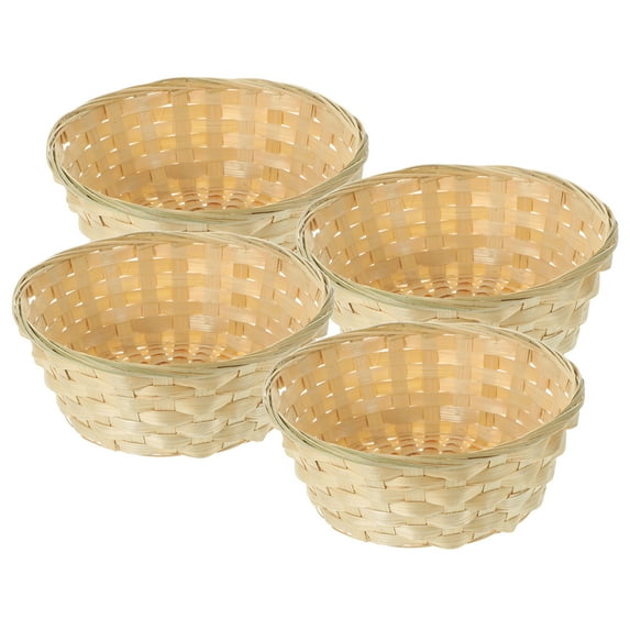 ELAYARD Bamboo Fruit Baskets Beige Multipurpose Kitchen Countertop 4Pcs