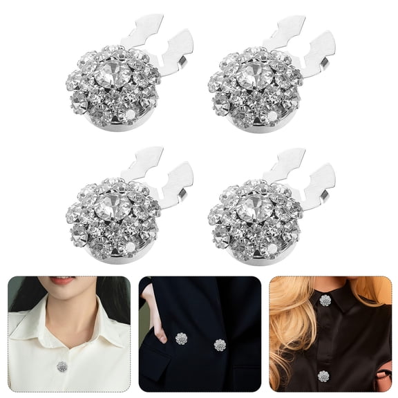 ELAYARD 4Pcs Metal Crystal Button Decorations with Flower Shape for Sewing Projects