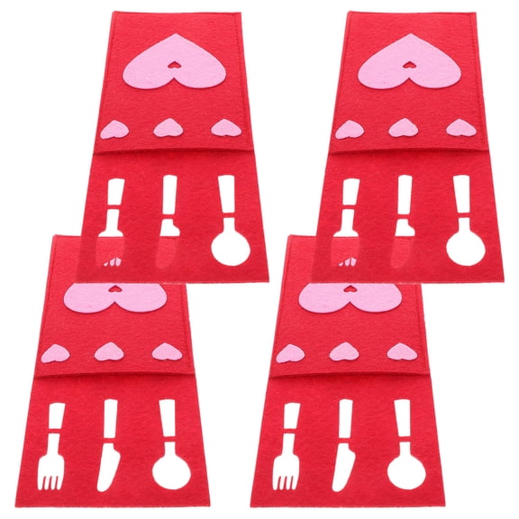 ELAYARD Silverware Pouch Non Woven Red 4Pcs