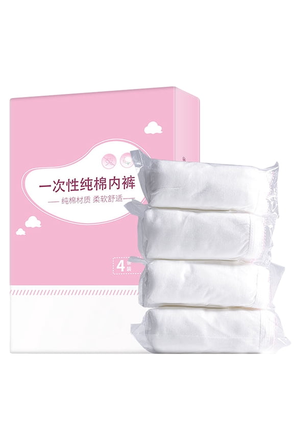 4-Pack Disposable Pregnant Underwear Soft Cotton Breathable White Panties for and Convenience