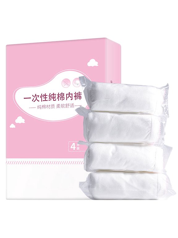 4-Pack Disposable Pregnant Underwear Soft Cotton Breathable White Panties for and Convenience
