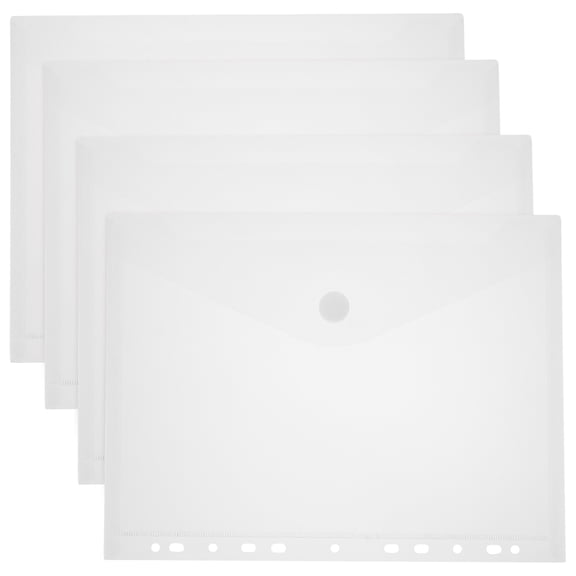 ELAYARD 4-Pack Transparent Plastic Document Holders with Button Closure, Clear File Pockets for Office, School, and Home Organization