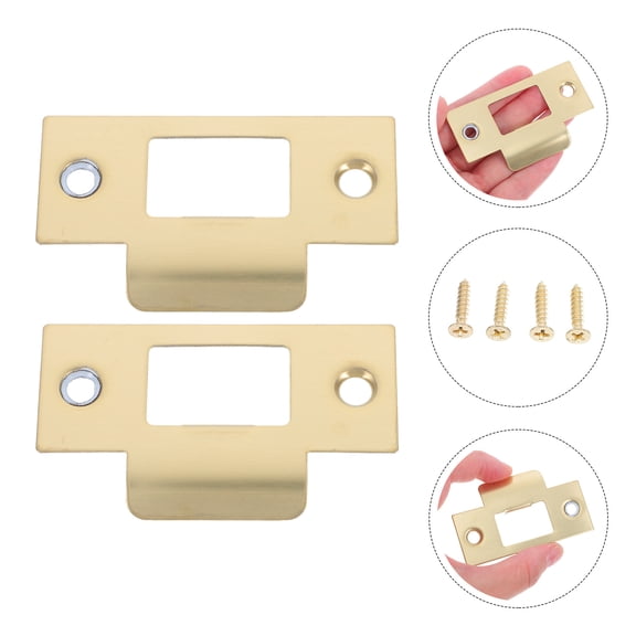 ELAYARD 4Pcs Door Strike Plates Golden Stainless Steel Door Lock Protector for Enhanced Security