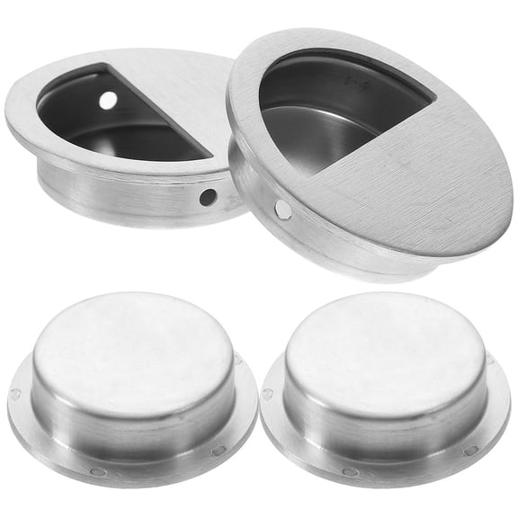 ELAYARD 4Pcs Ergonomic Stainless Steel Flush Mount Door Pull Handles Recessed Invisible Cabinet Hardware