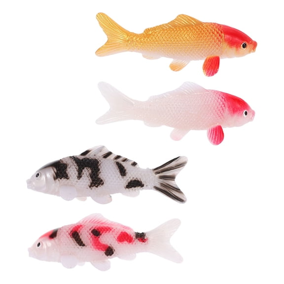 ELAYARD Set of 4 Artificial Fish Figurines, Plastic Aquarium Decorations, Assorted Colors for Home and Garden Decor