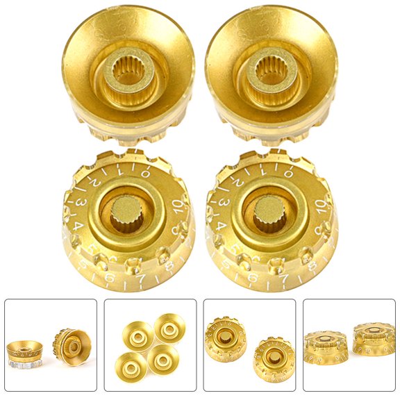 ELAYARD 4Pcs Solid Yellow Guitar Volume Knobs with Scale Easy to Adjust and Install